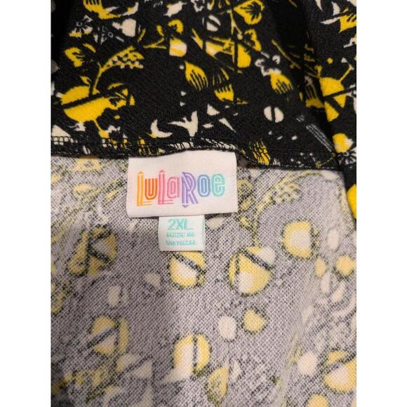 Lularoe Cassie Pencil Skirt - Black Yellow Floral - Size 2XL 36x26 Stretch - Picture 8 of 9